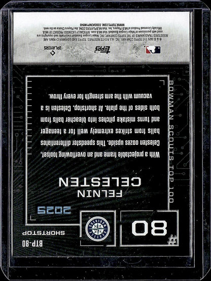 2025 Bowman #BTP-80 Felnin Celesten Top 100 Mini Diamond Refractor #/150