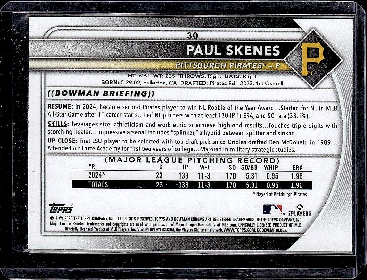 2025 Bowman Chrome Paul Skenes Silver Mojo