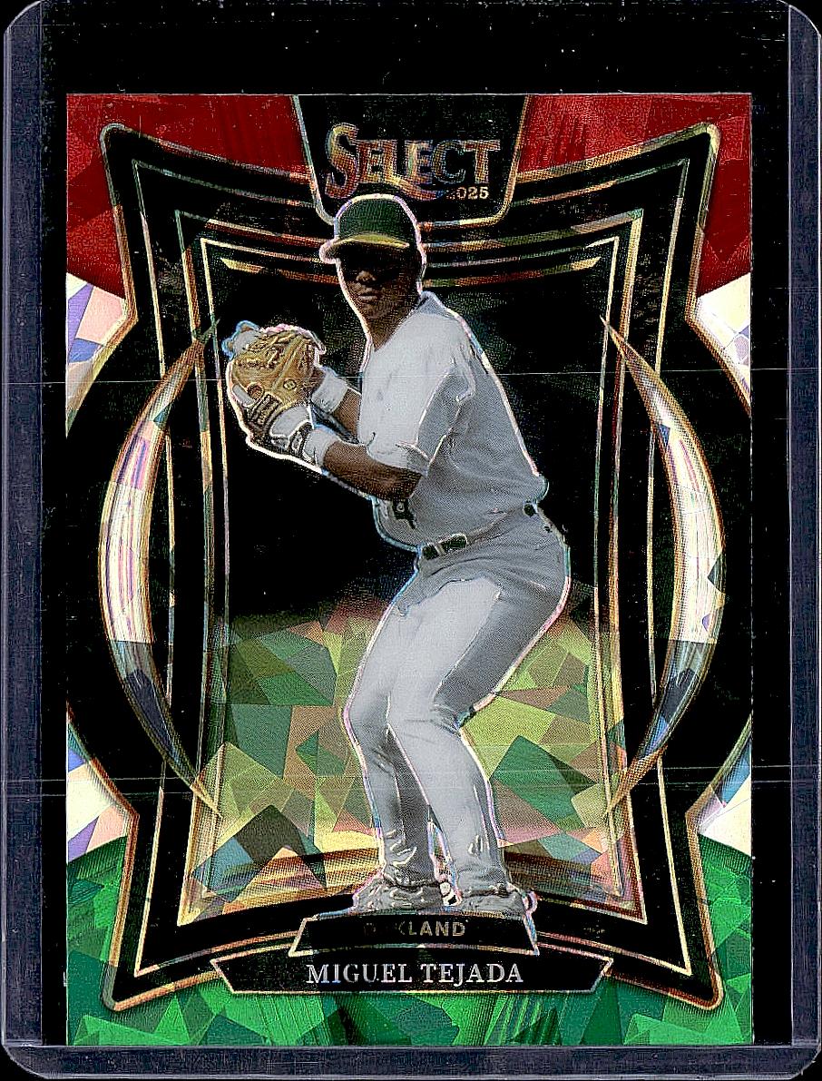 2025 Panini Select #83 Miguel Tejada Red and Green Ice Prizms