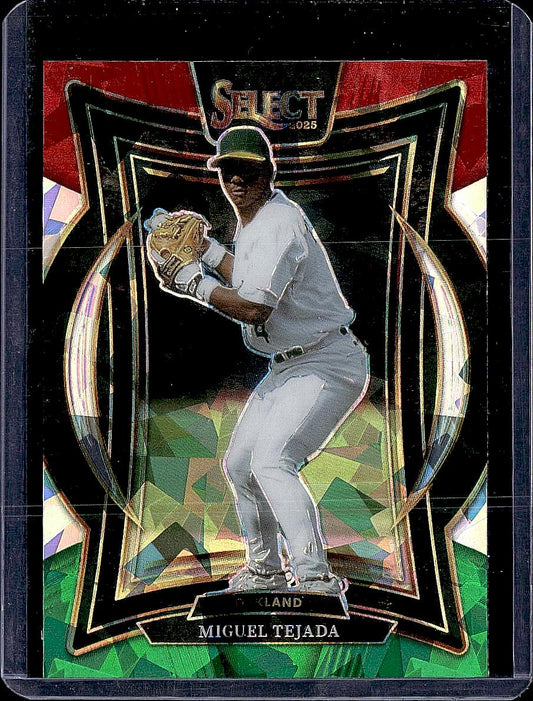 2025 Panini Select #83 Miguel Tejada Red and Green Ice Prizms