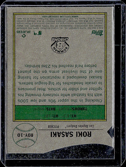2025 Bowman #ROY-10 Roki Sasaki Rookie of the Year Favorites Mojo Refractor