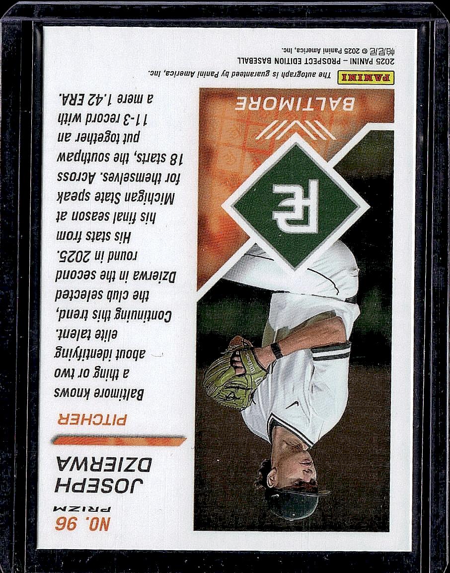 2025 Panini Prospect Edition #96 Joseph Dzierwa Holo Prospect Ticket Signatures