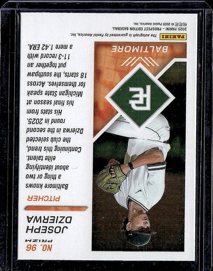 2025 Panini Prospect Edition #96 Joseph Dzierwa Holo Prospect Ticket Signatures