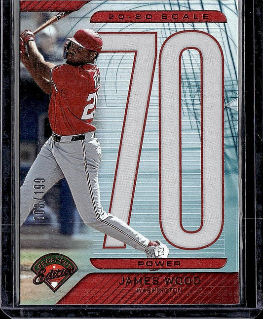 2025 Panini Prospect Edition #22 James Wood 20-80 Scale Red #/199