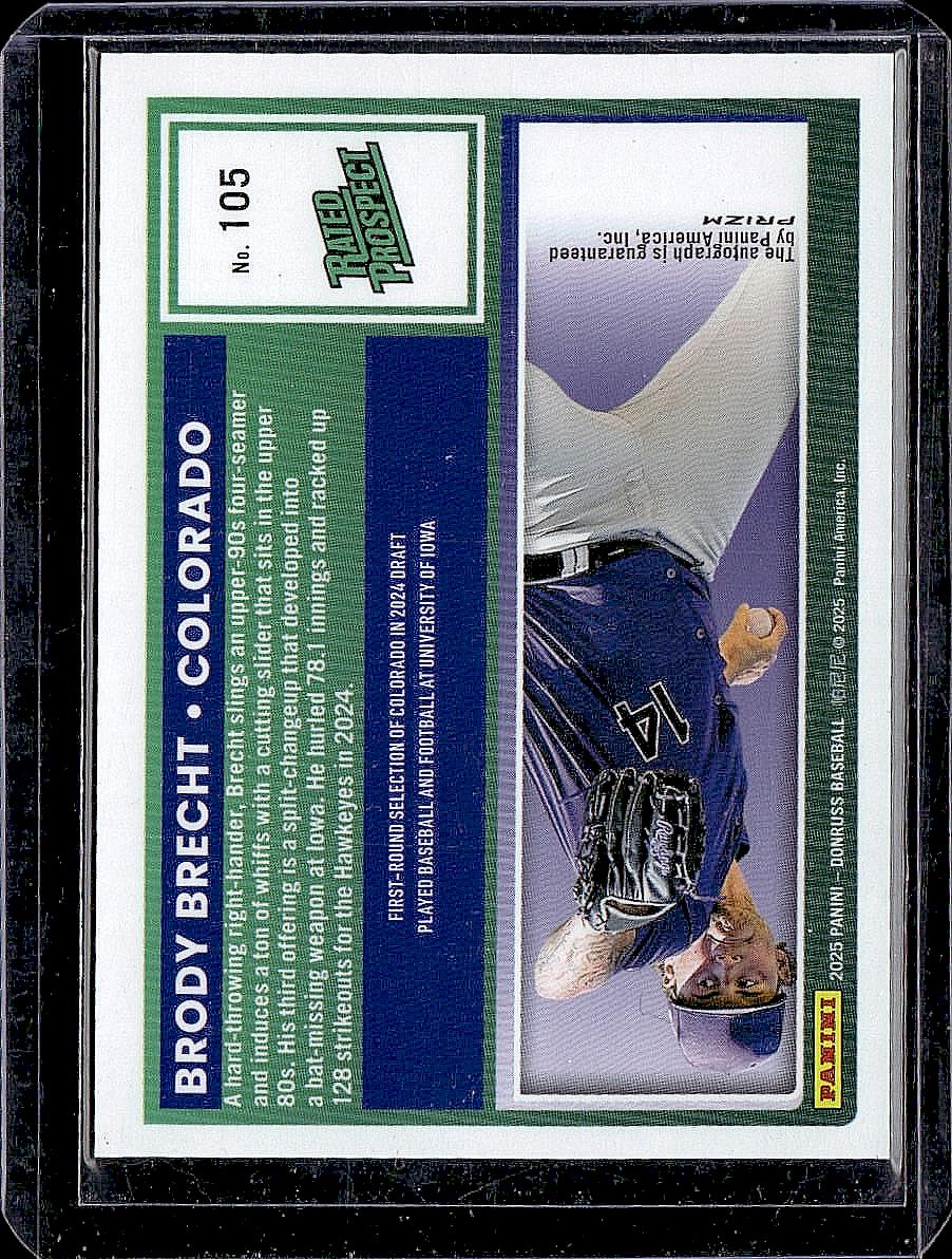 2025 Donruss #105 Brody Brecht Rated Prospects Optic Signatures