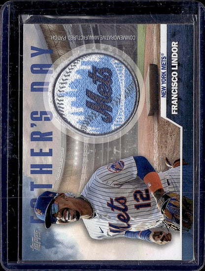 2023 Topps #FD-FL Francisco Lindor Father's Day Commemorative Team Patches Blue