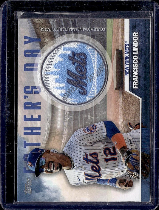 2023 Topps #FD-FL Francisco Lindor Father's Day Commemorative Team Patches Blue