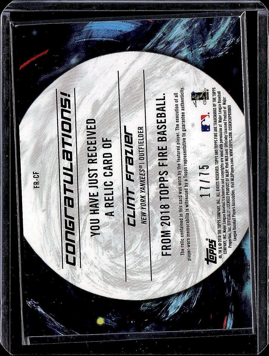2018 Topps Fire #FR-CF Clint Frazier Fire Relics Green #/75