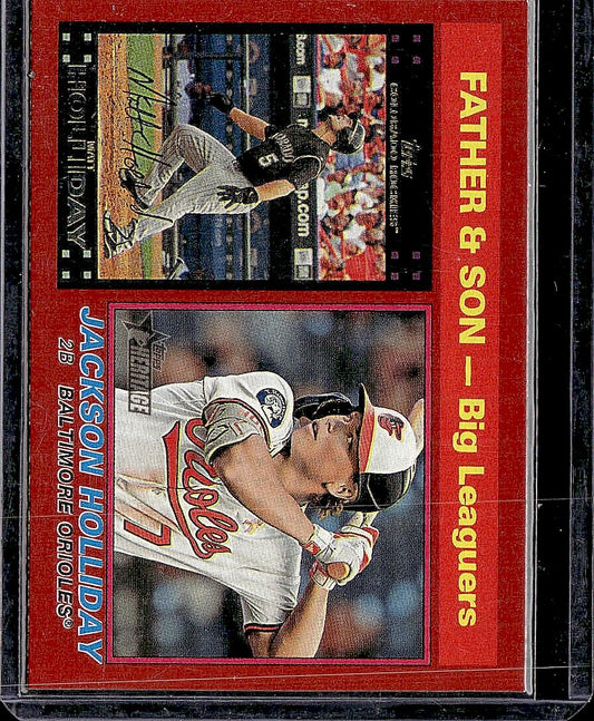 2025 Topps Heritage #66 Matt Holliday / Jackson Holliday Red Border