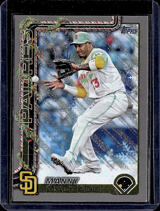 2025 Topps Holiday #H91 Manny Machado Silver Glitter Holiday