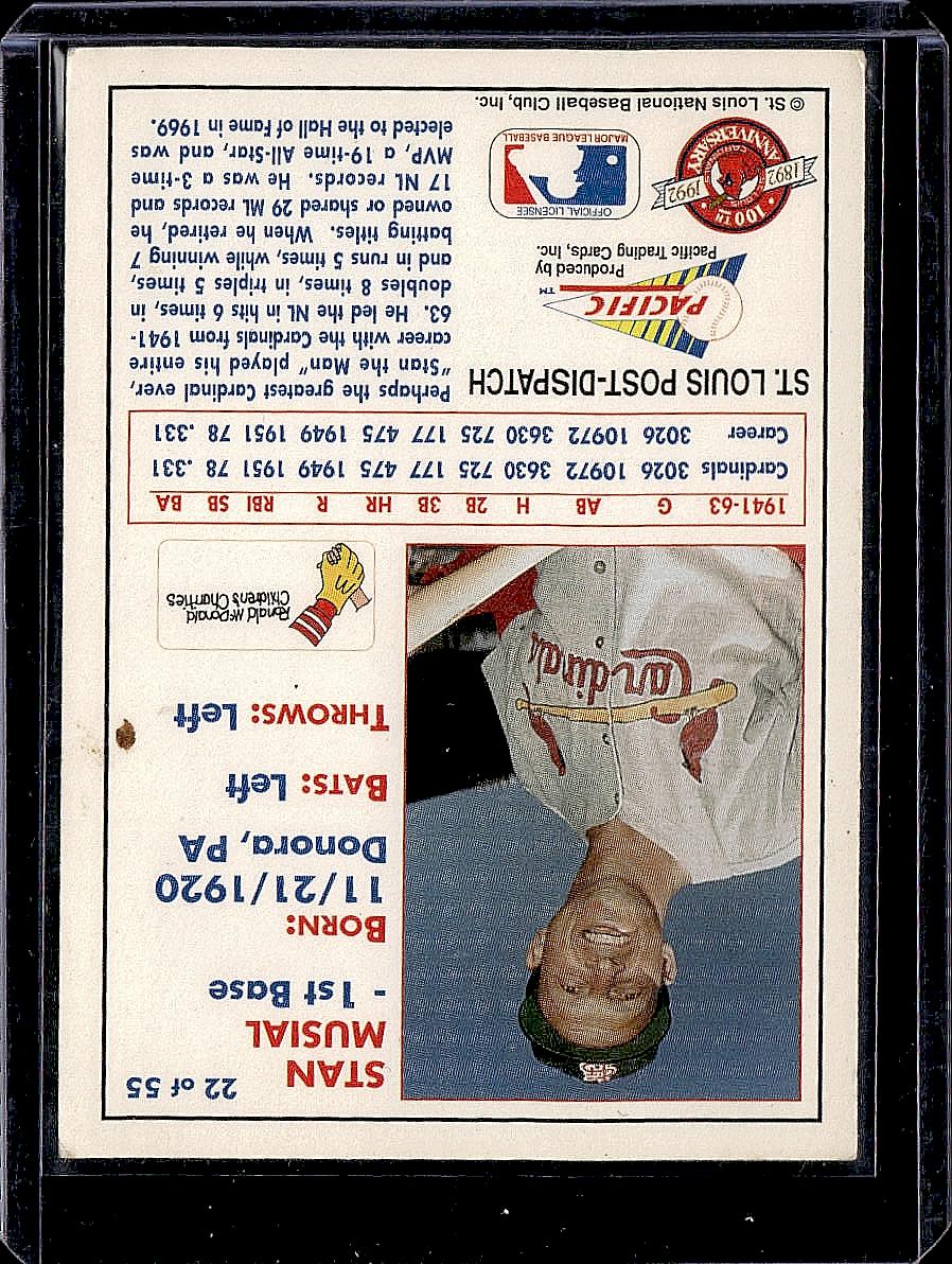 1992 Pacific McDonald's St. Louis Cardinals #22 Stan Musial