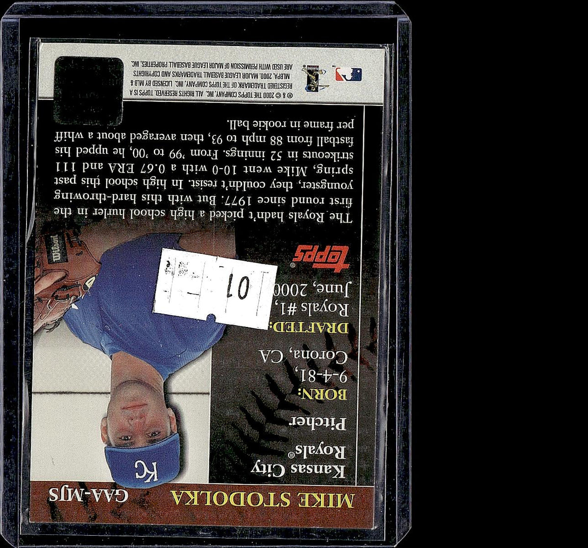 2001 Topps #GAA-MJS Mike Stodolka Golden Anniversary Autographs
