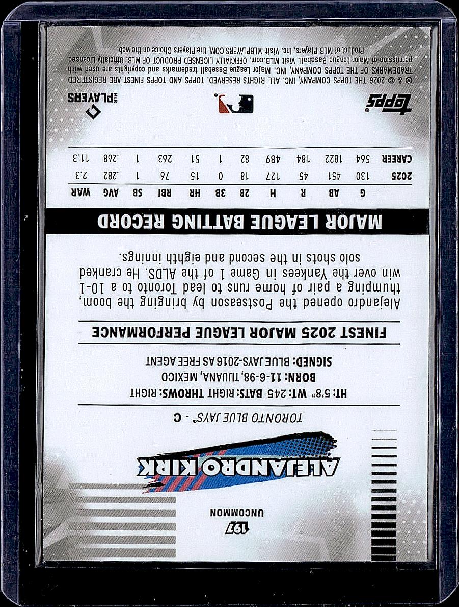 2026 Finest #197 Alejandro Kirk Mini-Diamond Refractors
