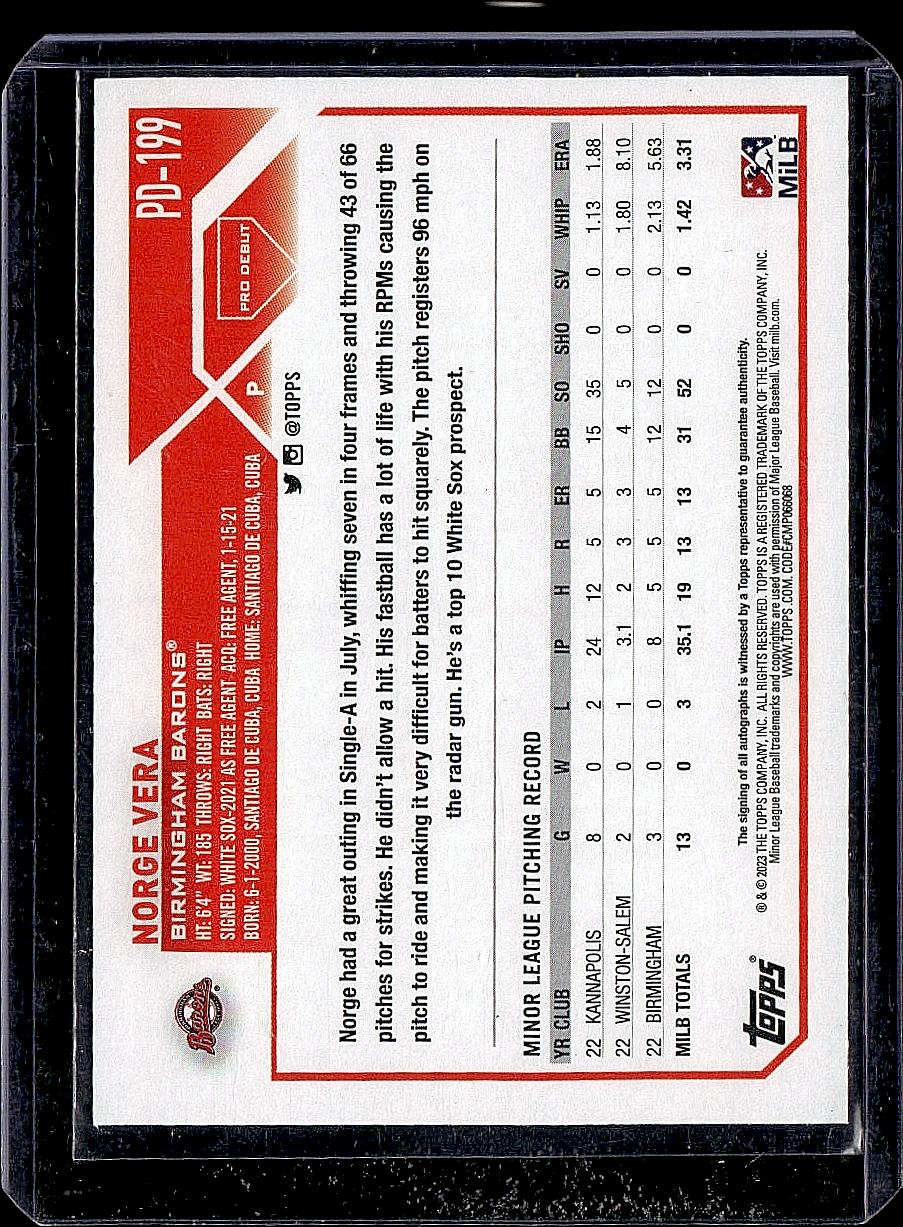 2023 Topps Pro Debut #PD-199 Norge Vera Autographs