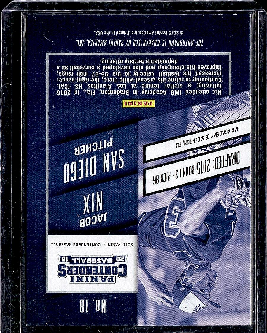 2015 Panini Contenders #18 Jacob Nix Draft Ticket Autographs Blue Foil