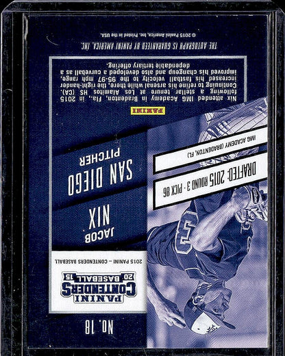 2015 Panini Contenders #18 Jacob Nix Draft Ticket Autographs Blue Foil