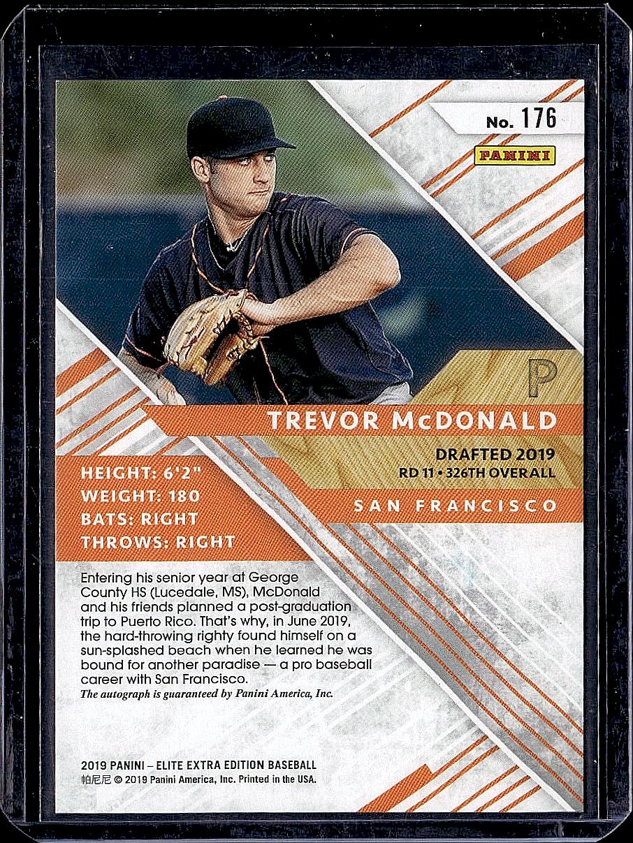 2019 Panini Elite Extra Edition #176 Trevor McDonald Autographs