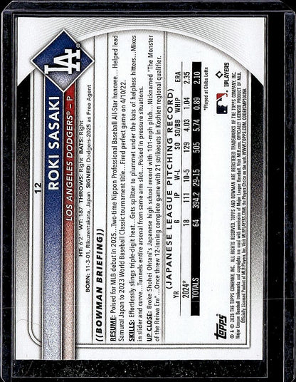 2025 Bowman #12 Roki Sasaki