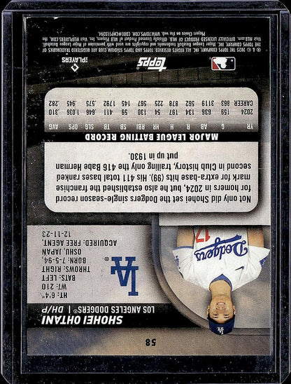 2025 Stadium Club #58 Shohei Ohtani