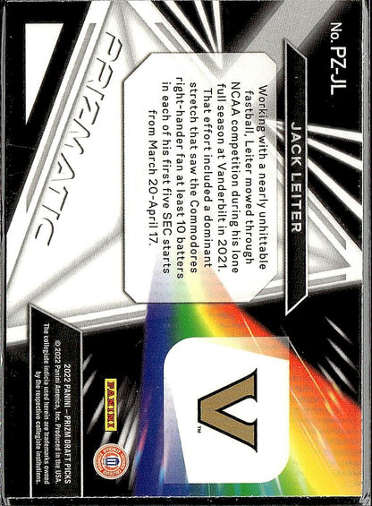 2022 Panini Prizm Draft Picks #PZ-JL Jack Leiter Prizmatic