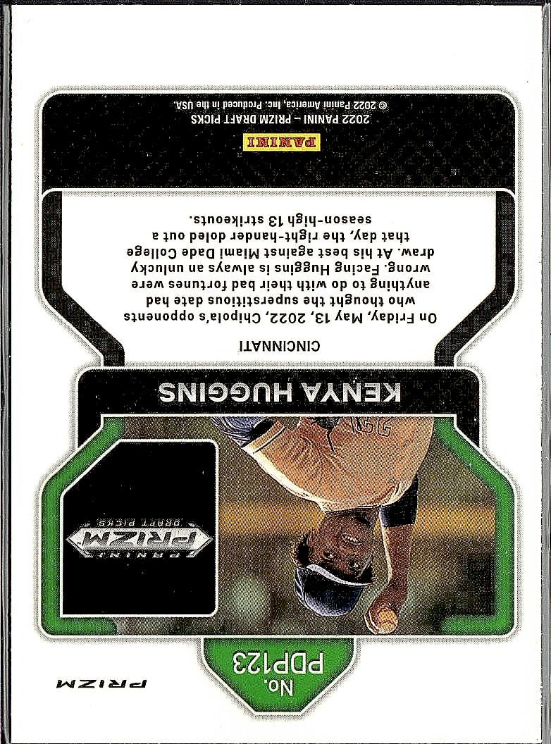 2022 Panini Prizm Draft Picks #PDP123 Kenya Huggins Neon Pink Velocity
