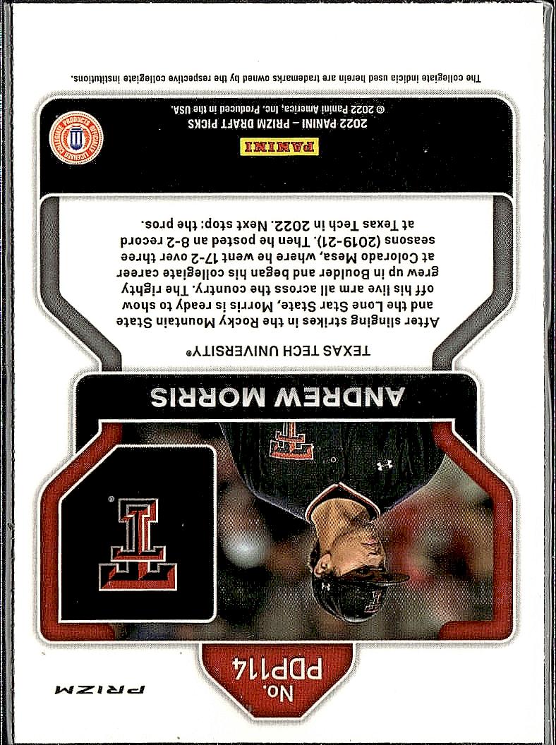 2022 Panini Prizm Draft Picks #PDP114 Andrew Morris Neon Pink Velocity