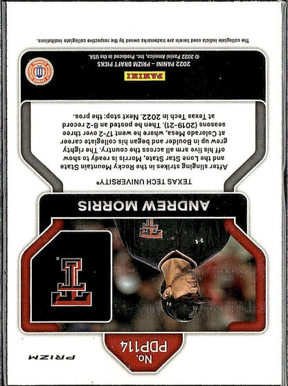 2022 Panini Prizm Draft Picks #PDP114 Andrew Morris Neon Pink Velocity