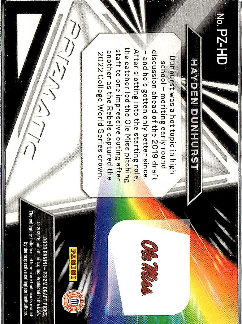 2022 Panini Prizm Draft Picks #PZ-HD Hayden Dunhurst Prizmatic