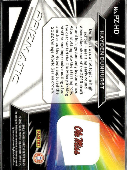 2022 Panini Prizm Draft Picks #PZ-HD Hayden Dunhurst Prizmatic
