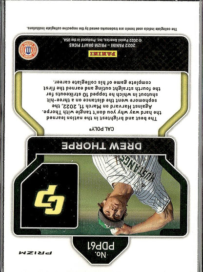 2022 Panini Prizm Draft Picks #PDP61 Drew Thorpe Neon Pink Velocity