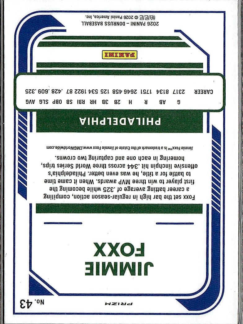 2026 Donruss #43 Jimmie Foxx Optic Circles