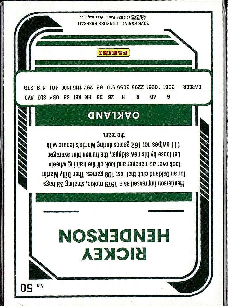 2026 Donruss #50 Rickey Henderson Red and Blue
