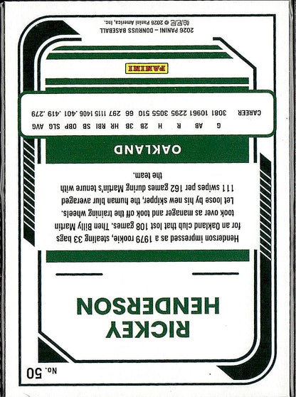 2026 Donruss #50 Rickey Henderson Red and Blue