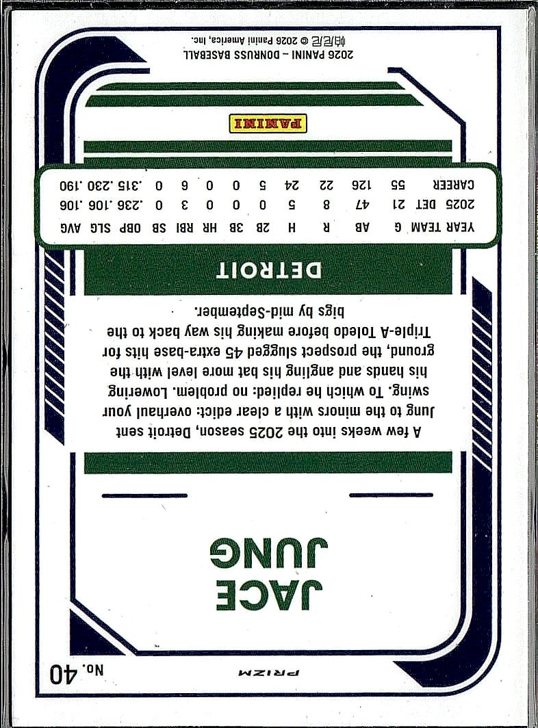 2026 Donruss #40 Jace Jung Optic Circles