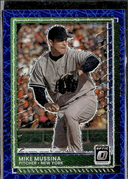 2025 Donruss #100 Mike Mussina Optic Blue Velocity