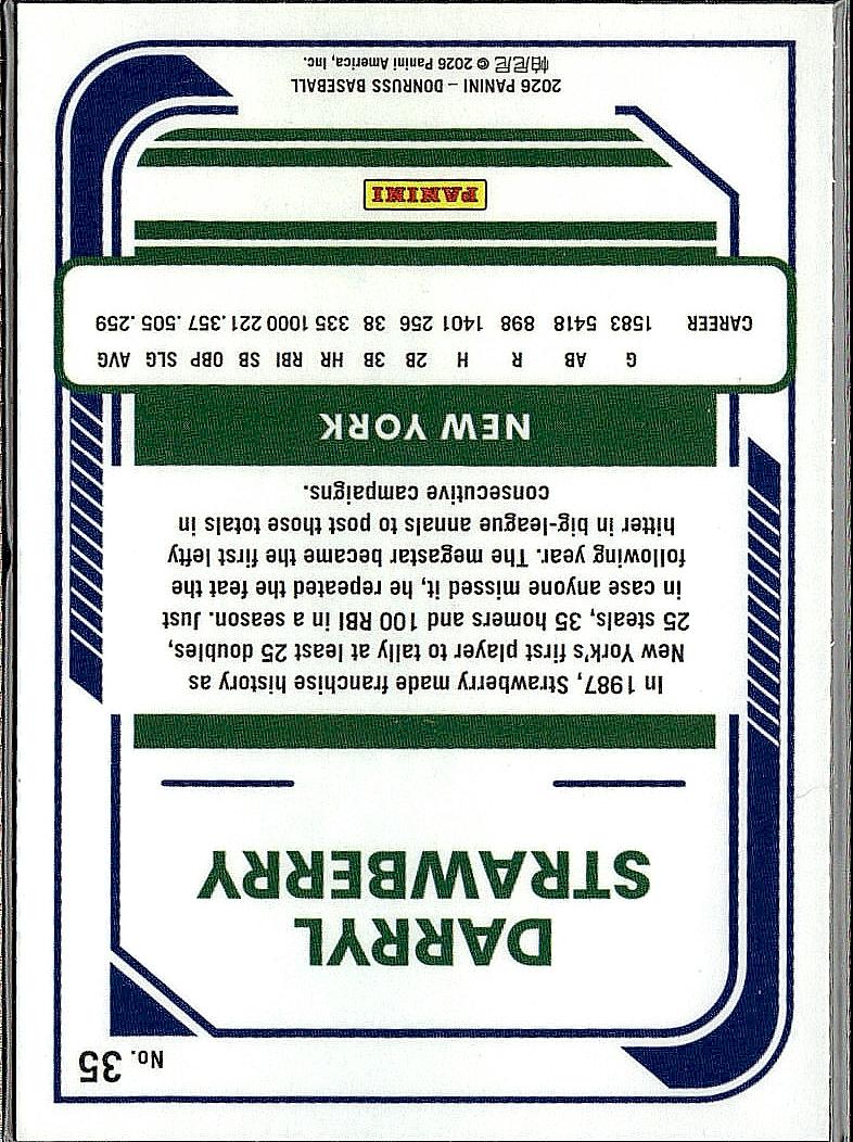 2026 Donruss #35 Darryl Strawberry Optic