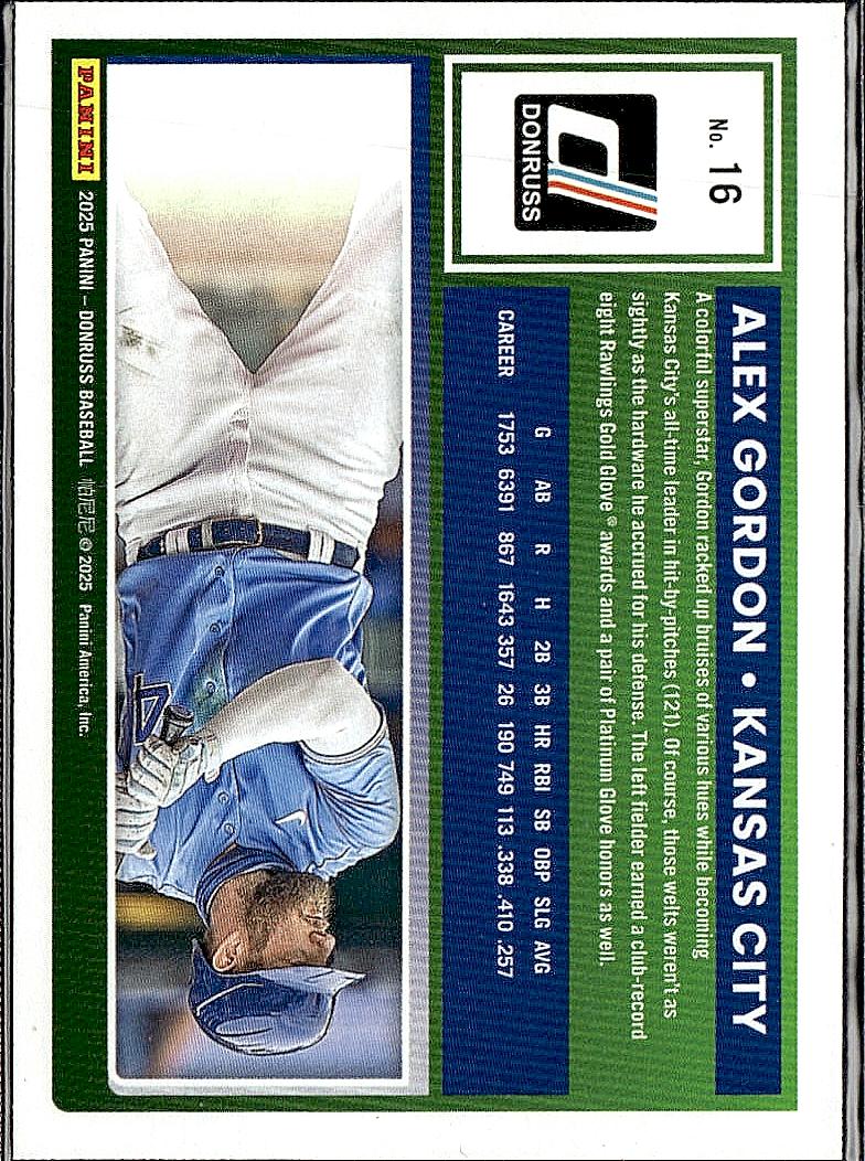 2025 Donruss #16 Alex Gordon Red and Blue