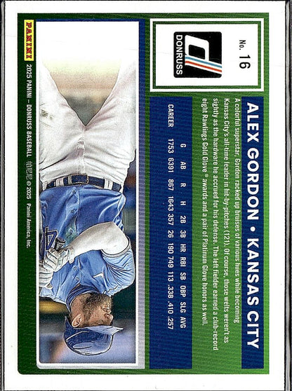 2025 Donruss #16 Alex Gordon Red and Blue