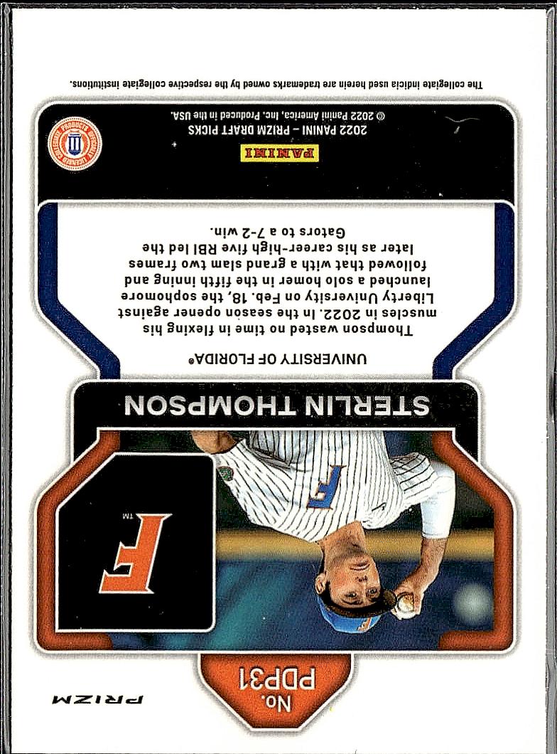 2022 Panini Prizm Draft Picks #PDP31 Sterlin Thompson Neon Pink Velocity