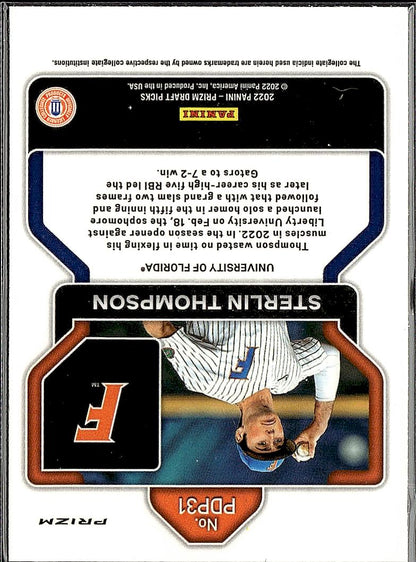 2022 Panini Prizm Draft Picks #PDP31 Sterlin Thompson Neon Pink Velocity