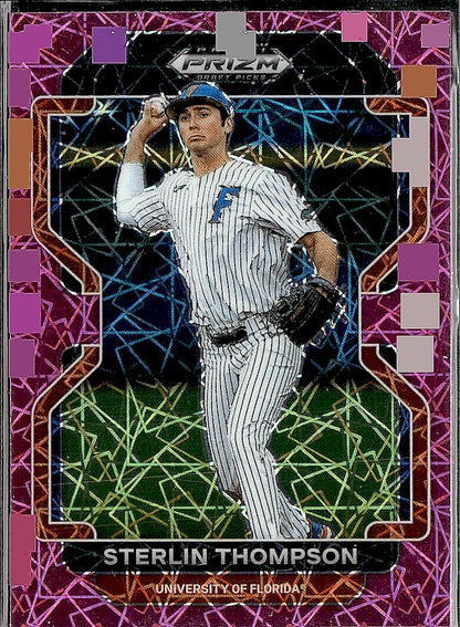 2022 Panini Prizm Draft Picks #PDP31 Sterlin Thompson Neon Pink Velocity