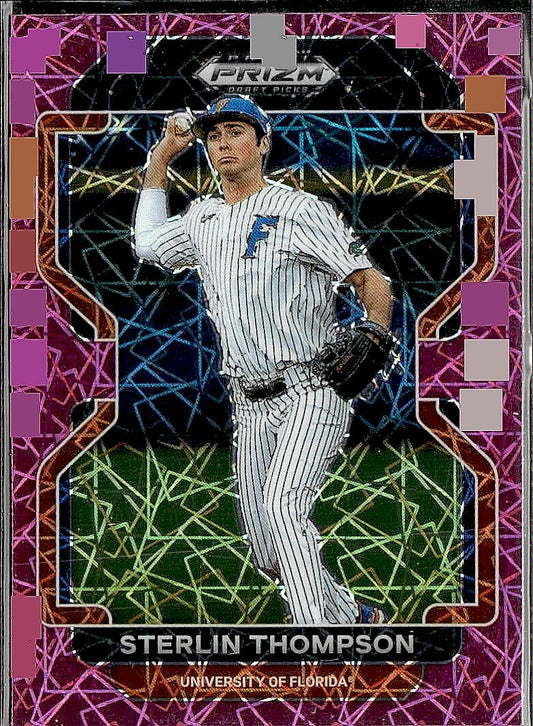 2022 Panini Prizm Draft Picks #PDP31 Sterlin Thompson Neon Pink Velocity