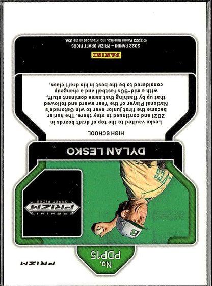 2022 Panini Prizm Draft Picks #PDP15 Dylan Lesko Neon Pink Velocity