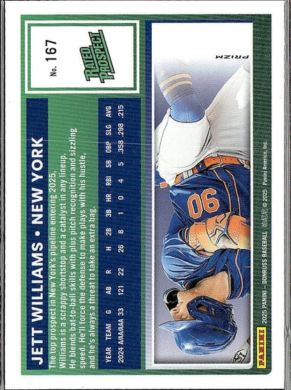 2025 Donruss #167 Jett Williams Optic Holo