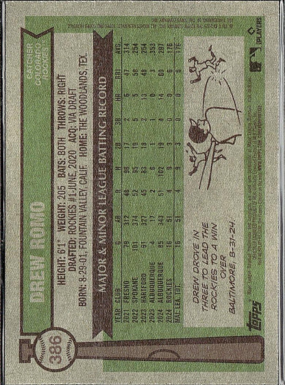 2025 Topps Heritage #386 Drew Romo