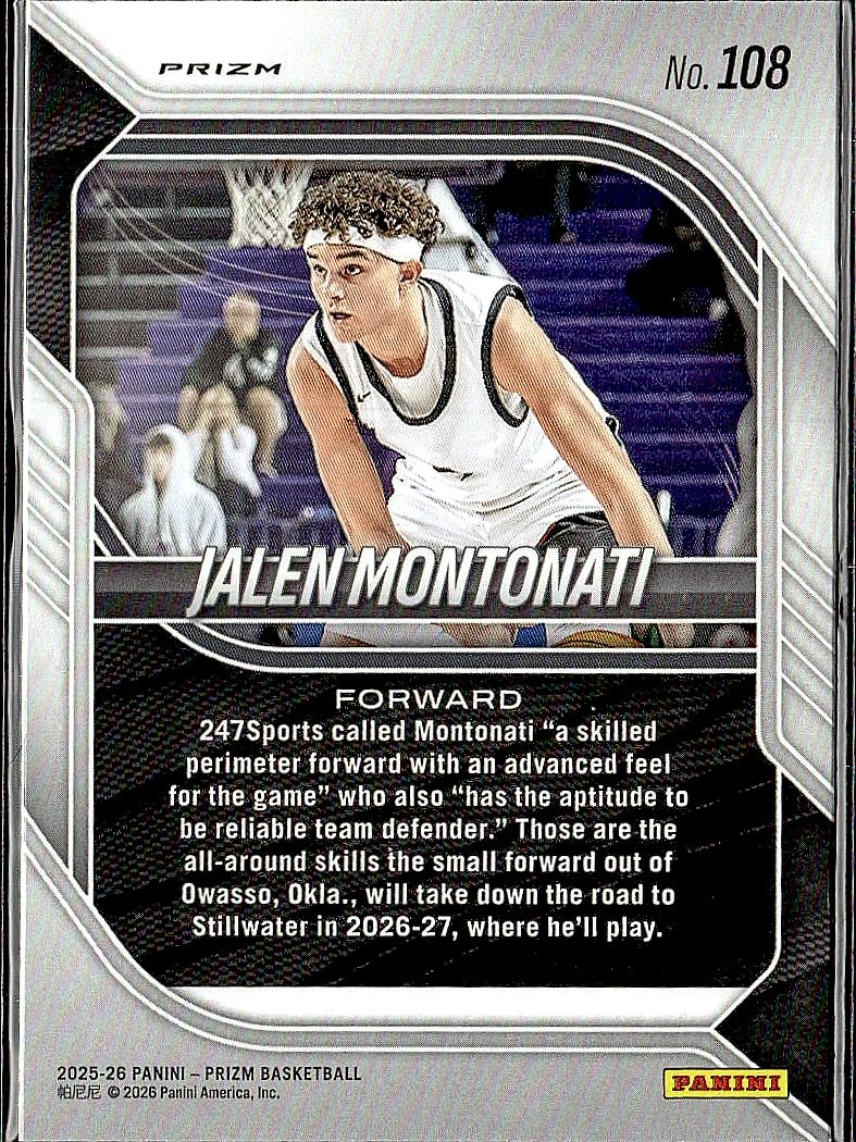 2025-26 Panini Prizm #108 Jalen Montonati Red Ice Prizm