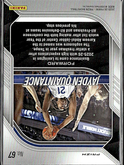 2025-26 Panini Prizm #67 Jayden Quaintance Red Ice Prizm