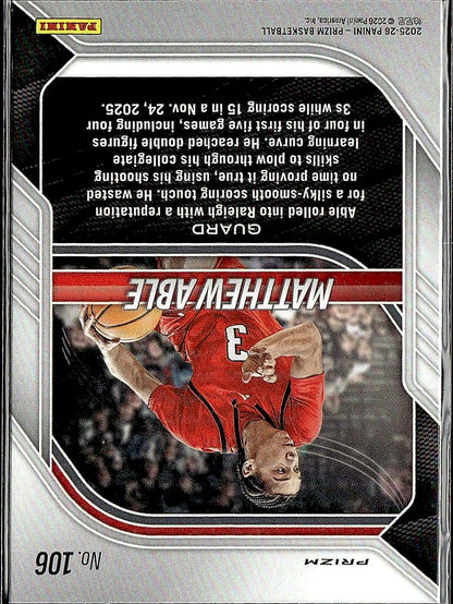 2025-26 Panini Prizm #106 Matthew Able Red Ice Prizm