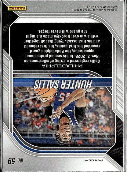 2025-26 Panini Prizm #59 Hunter Sallis Silver Prizm