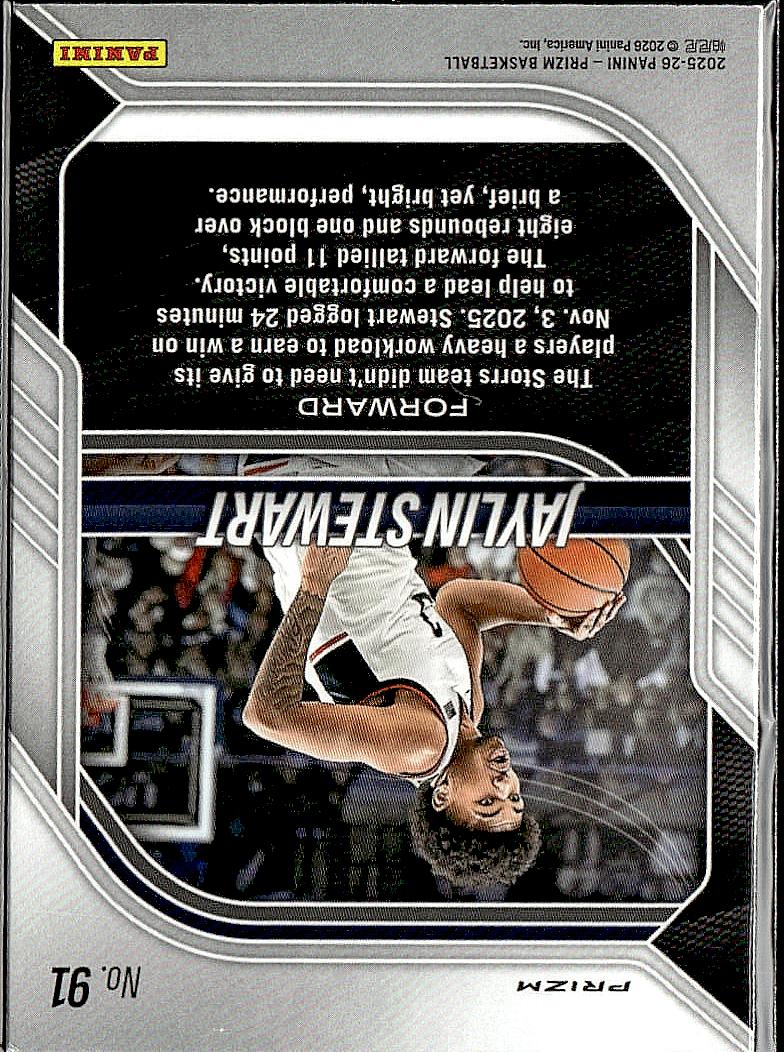 2025-26 Panini Prizm #91 Jaylin Stewart Red Ice Prizm